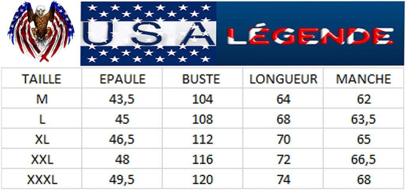 guide des tailles veste militaire americaine