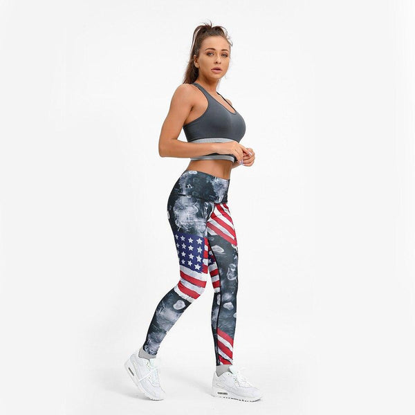 legging fitness avec drapeau americain