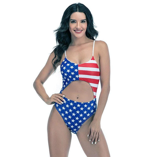 maillot echancre imprime americain