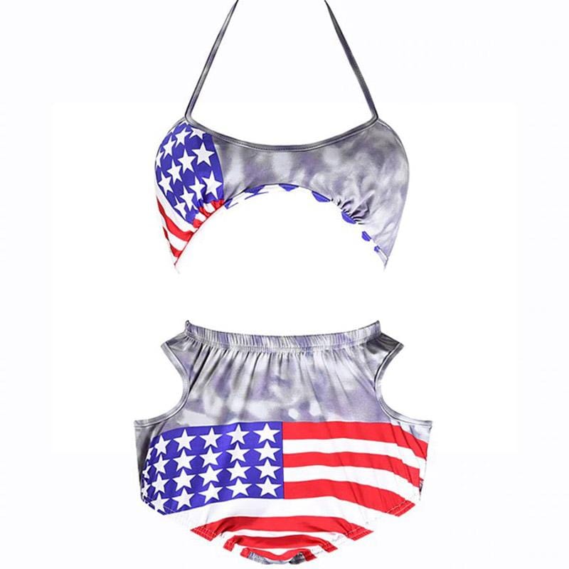 maillot taille haute motif américain