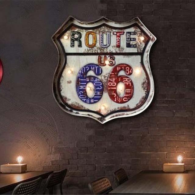 panneau lumineux route 66 plaques autos