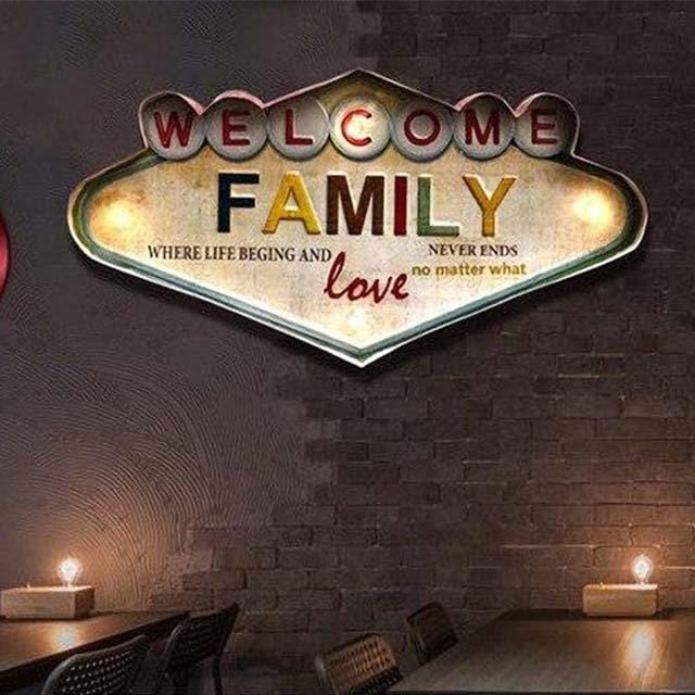 panneau vintage americain welcome family