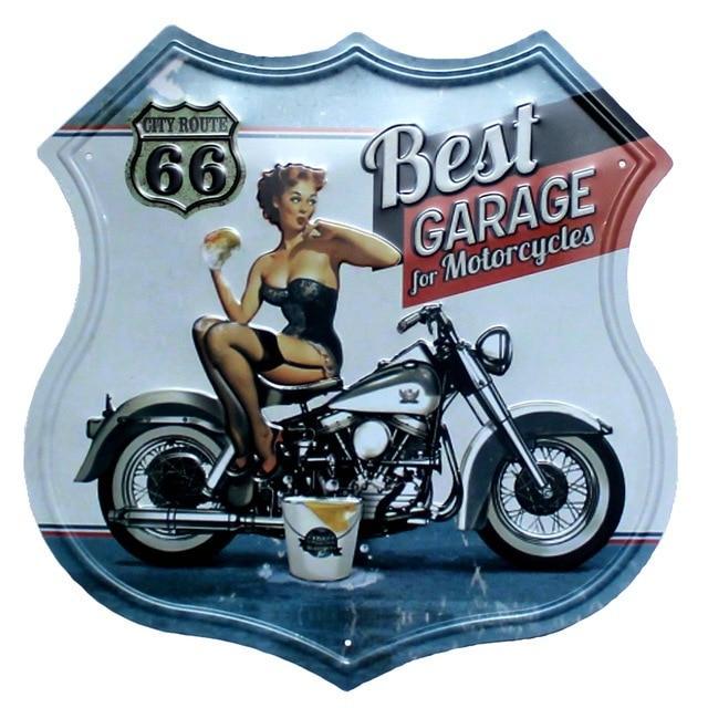 plaque pin up garage motos