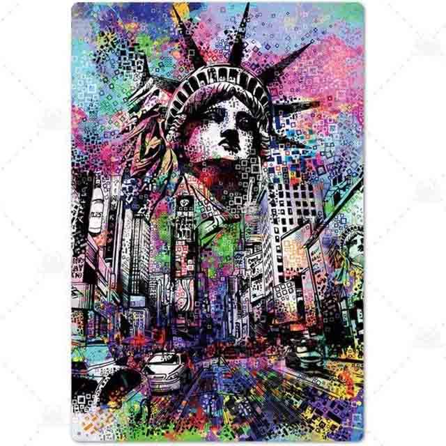 plaque artistique rues new york statue liberte