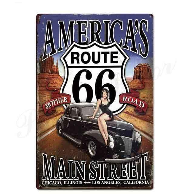plaque deco pin up route 66