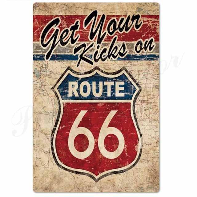plaque get your kicks on road 66 metal