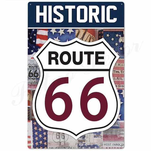 plaque historic route 66 retro vintage