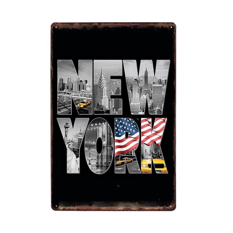 plaque metal deco new york amerique