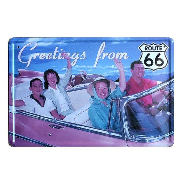 plaque metal greetings from route 66