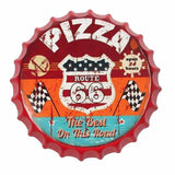 plaque metal route 66 pizzeria forme bouchon bierre