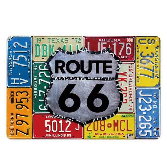 plaque mineralogique retro route 66