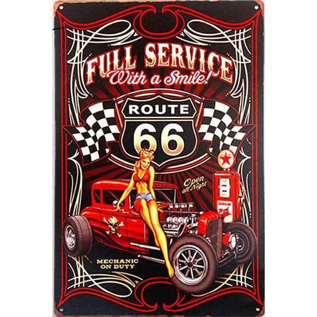 plaque murale metal garage hot rod usa
