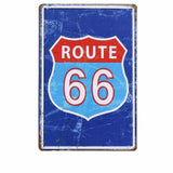 plaque panneau signalisation bleu rouge route 66