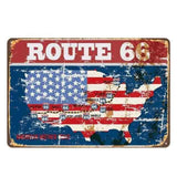 plaque retro carte route 66