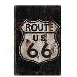 plaque route 66 look bois