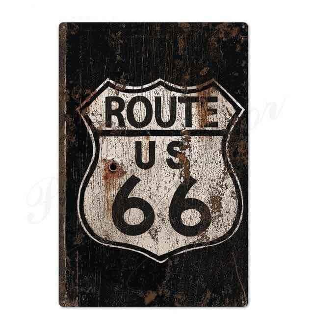 plaque route 66 look bois
