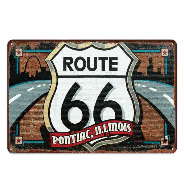 plaque vintage route 66 pontiac illinois