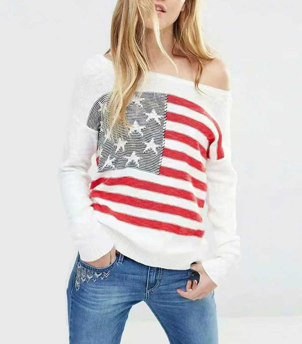 pull pavillon etats unis femme