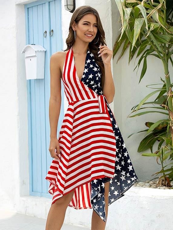 robe décolletée drapeau américain