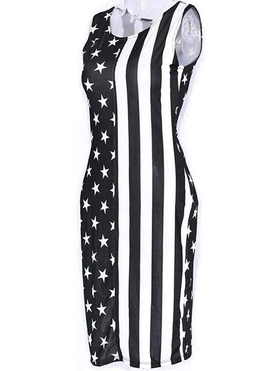 robe imprime americain noir et blanc