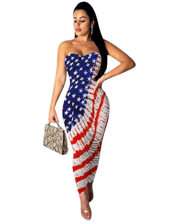 robe longue imprime americain