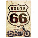 route 66 decoration en metal avec moto