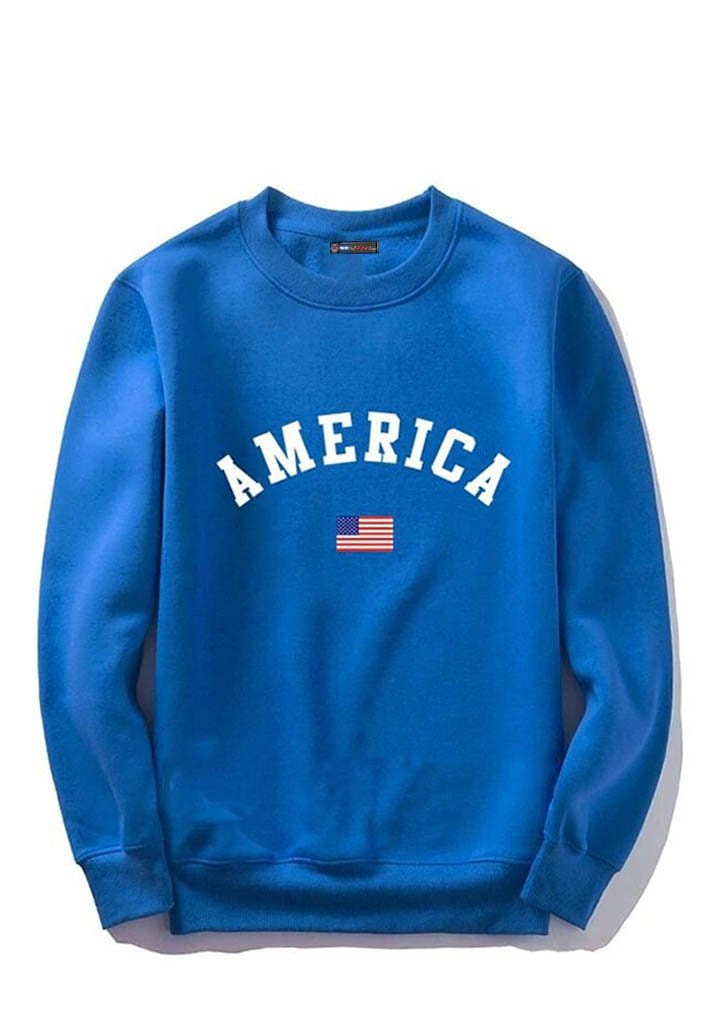 sweat bleu inscription america