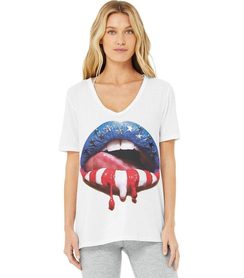 t shirt bouche motif usa