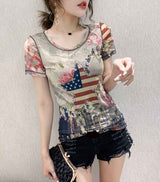 t shirt femme etoile usa