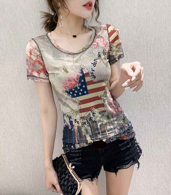 t shirt femme etoile usa