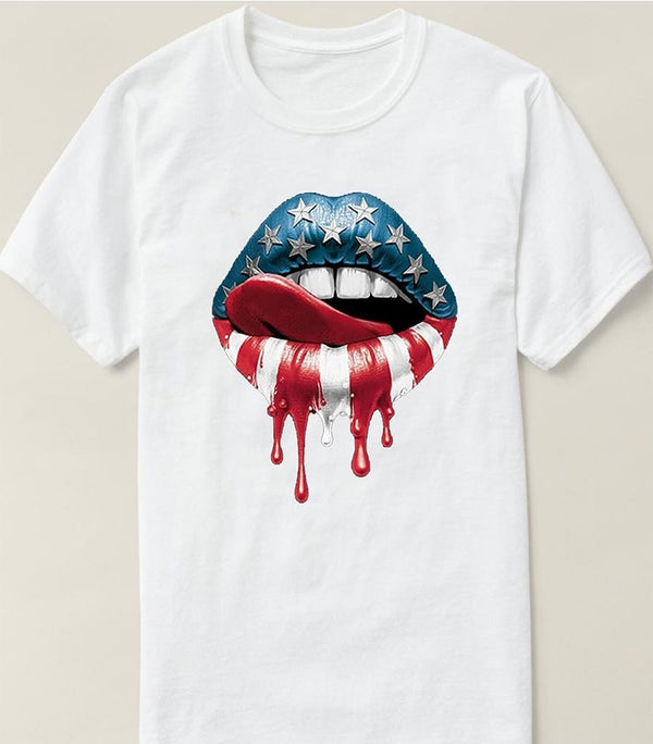 t shirt motif americain bouche