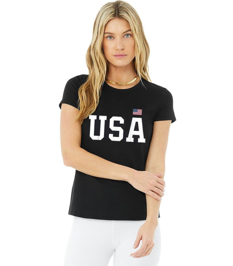 t shirt noir inscription usa