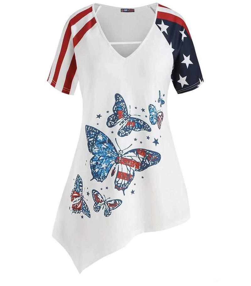tee shirt femme drapeau americain
