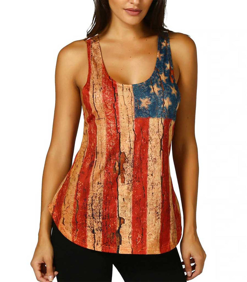 top femme sans manche motif usa