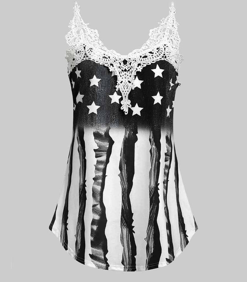 top style drapeau americain dentelle