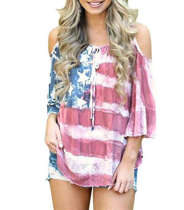 top banniere etoilee pour femme encolure usa