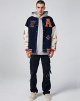 veste bleue varsity américaine
