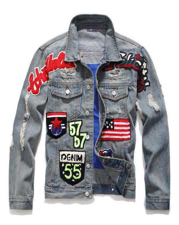 veste en jean drapeau USA