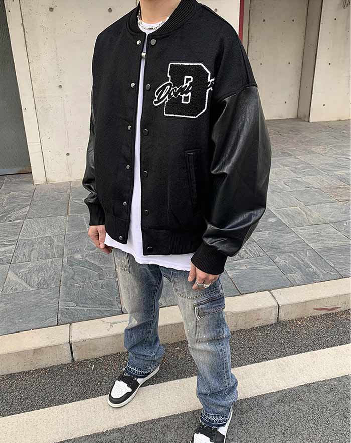 veste sombre varsity américaine