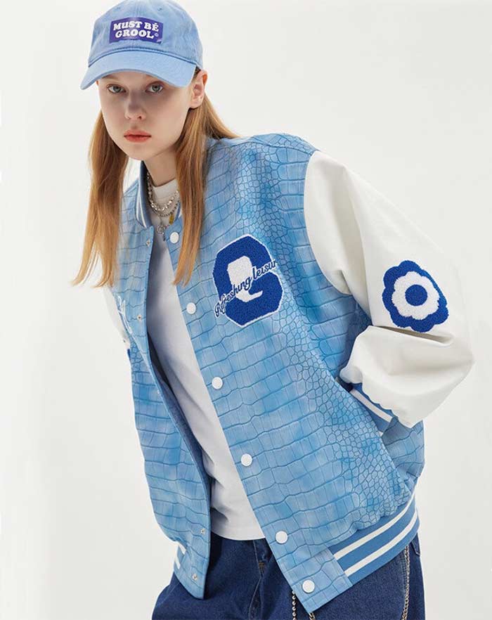 veste teddy college bleue